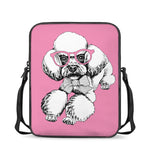 Poodle With Glasses Print Rectangular Crossbody Bag