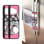 Poodle With Glasses Print Refrigerator Handle Covers