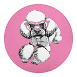 Poodle With Glasses Print Round Blanket