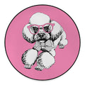 Poodle With Glasses Print Round Floor Mat