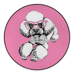 Poodle With Glasses Print Round Floor Mat