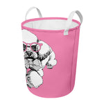 Poodle With Glasses Print Round Laundry Basket
