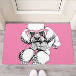 Poodle With Glasses Print Rubber Doormat