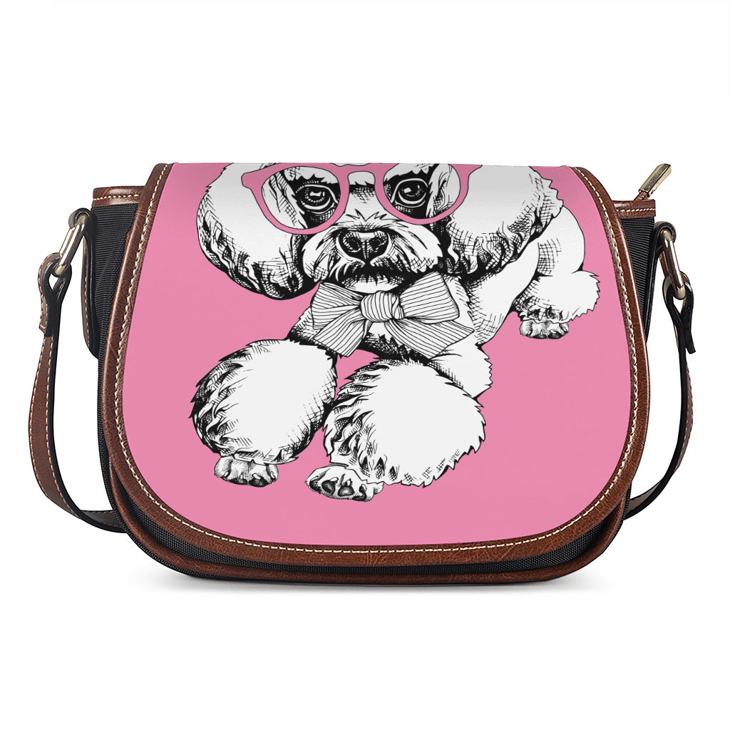 Poodle With Glasses Print Saddle Bag