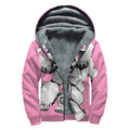 Poodle With Glasses Print Sherpa Lined Zip Up Hoodie