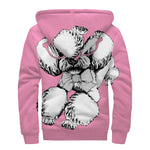 Poodle With Glasses Print Sherpa Lined Zip Up Hoodie