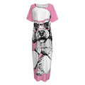 Poodle With Glasses Print Short Sleeve Long Nightdress