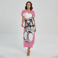 Poodle With Glasses Print Short Sleeve Maxi Dress