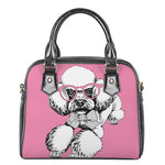 Poodle With Glasses Print Shoulder Handbag