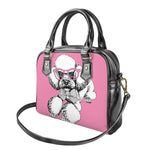 Poodle With Glasses Print Shoulder Handbag