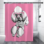 Poodle With Glasses Print Shower Curtain
