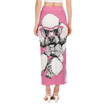 Poodle With Glasses Print Side Slit Maxi Skirt