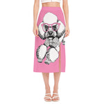 Poodle With Glasses Print Side Slit Midi Skirt