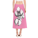 Poodle With Glasses Print Side Slit Midi Skirt