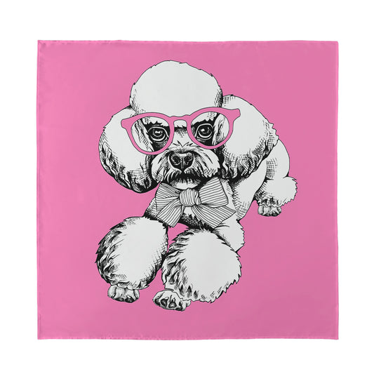 Poodle With Glasses Print Silk Bandana