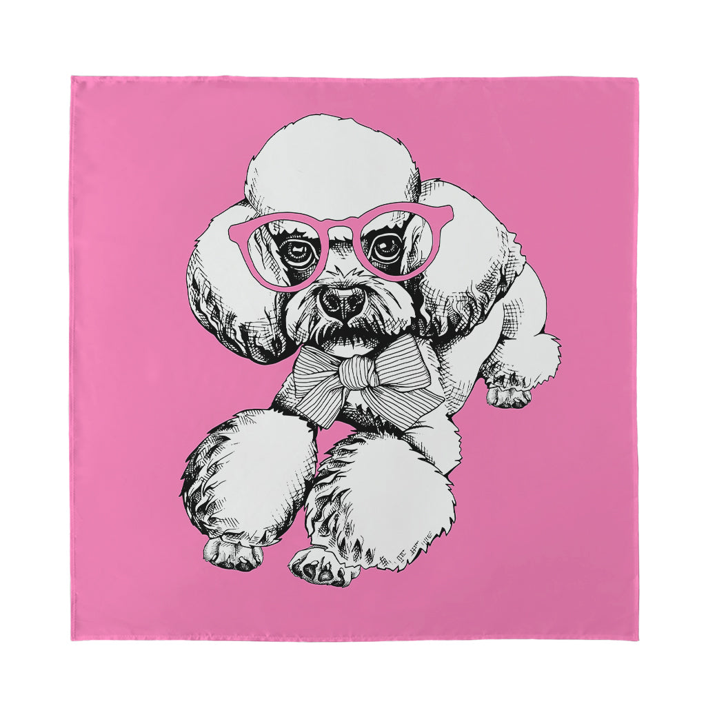 Poodle With Glasses Print Silk Bandana