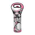 Poodle With Glasses Print Single Neoprene Wine Tote