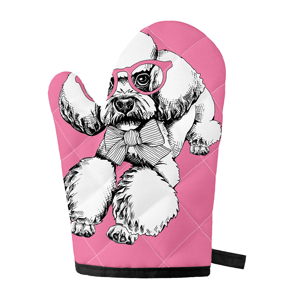 Poodle With Glasses Print Single Oven Mitt