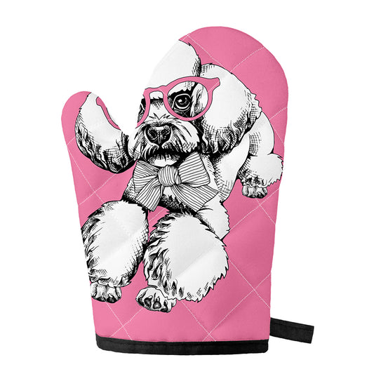 Poodle With Glasses Print Single Oven Mitt