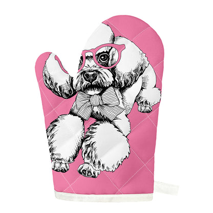 Poodle With Glasses Print Single Oven Mitt