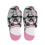 Poodle With Glasses Print Slippers
