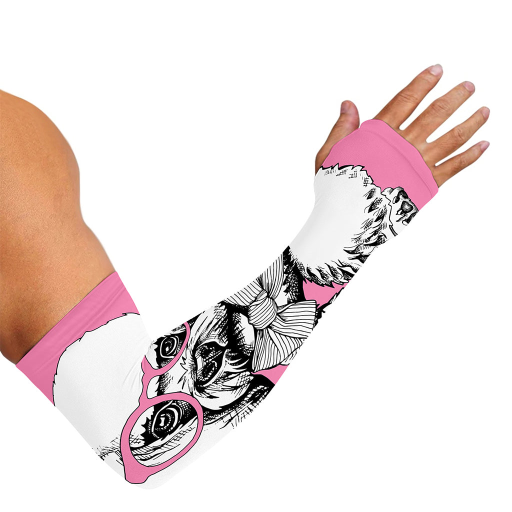 Poodle With Glasses Print Sun Protection Arm Sleeves