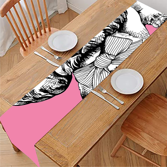 Poodle With Glasses Print Table Runner