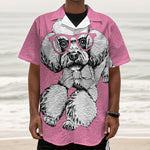 Poodle With Glasses Print Textured Short Sleeve Shirt