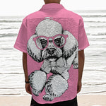 Poodle With Glasses Print Textured Short Sleeve Shirt