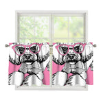 Poodle With Glasses Print Tier Curtains