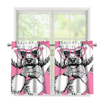 Poodle With Glasses Print Tier Curtains