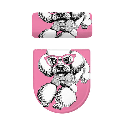 Poodle With Glasses Print Toilet Lid And Tank Cover Set