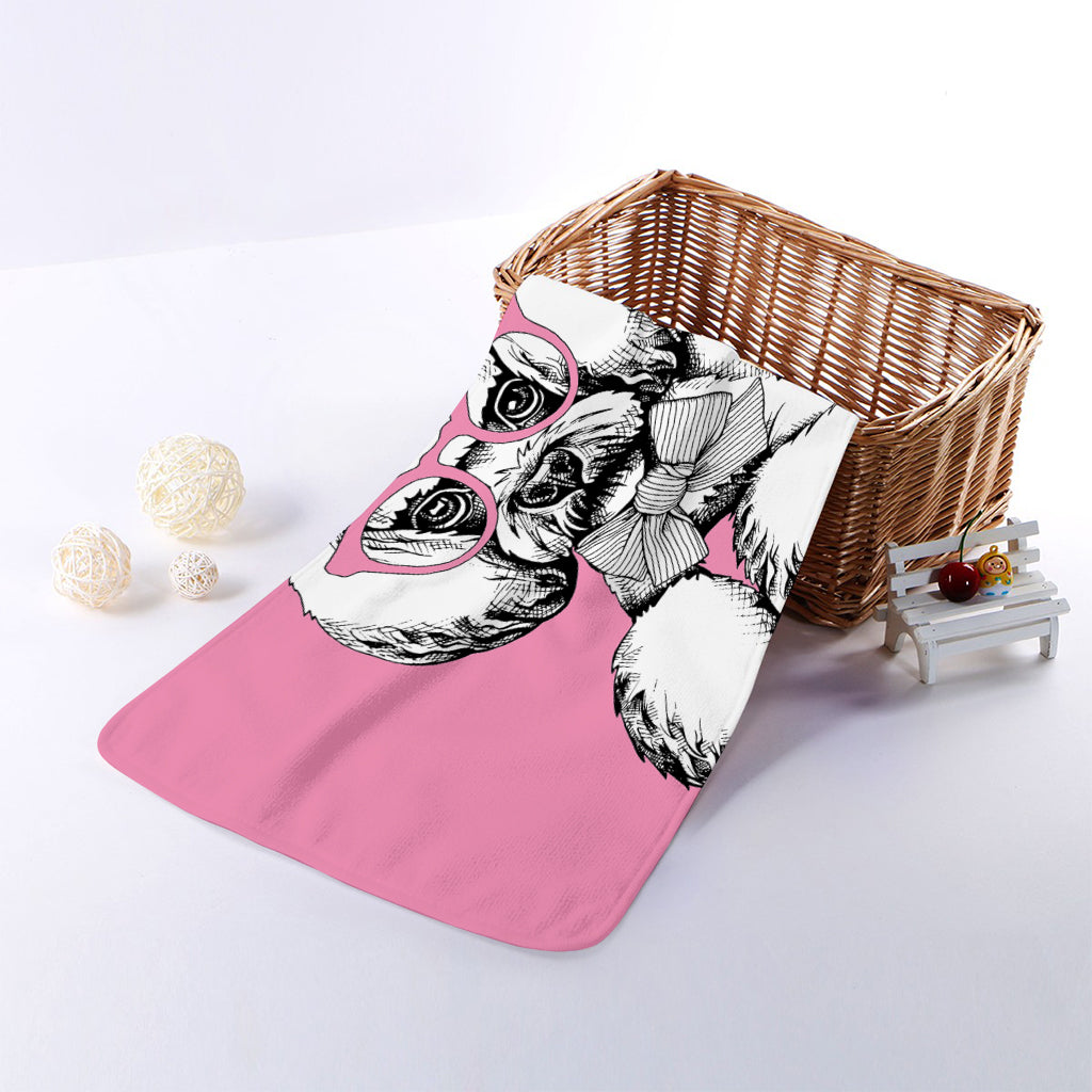 Poodle With Glasses Print Towel