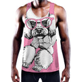 Poodle With Glasses Print Men's Workout Tank Top