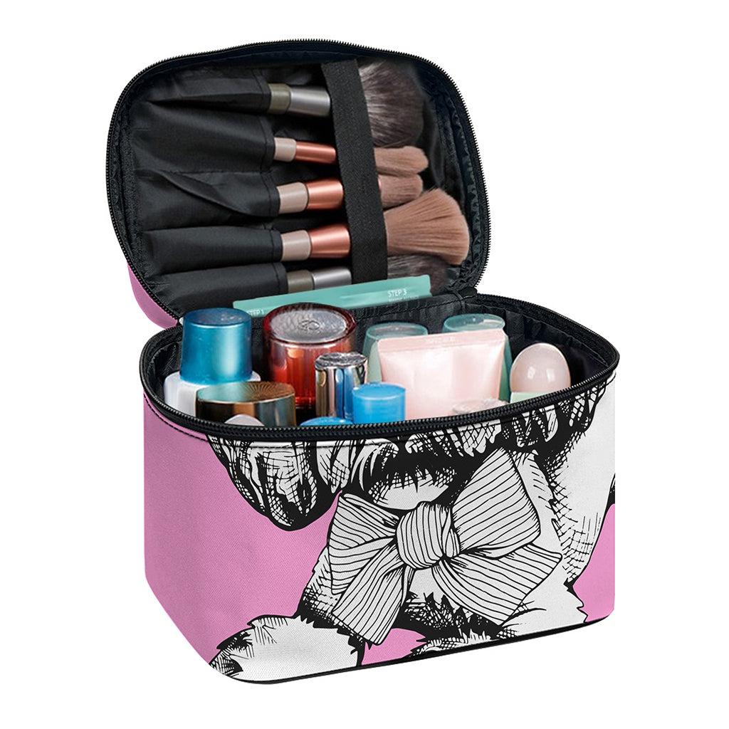 Poodle With Glasses Print Travel Makeup Bag