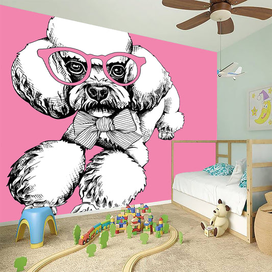 Poodle With Glasses Print Wall Sticker