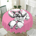 Poodle With Glasses Print Waterproof Round Tablecloth