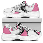 Poodle With Glasses Print White Chunky Shoes