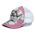 Poodle With Glasses Print White Mesh Trucker Cap