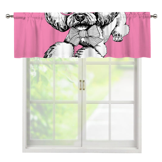 Poodle With Glasses Print Window Valance