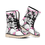 Poodle With Glasses Print Winter Boots