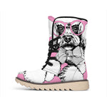 Poodle With Glasses Print Winter Boots