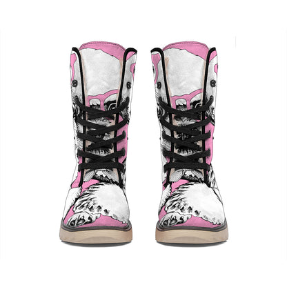 Poodle With Glasses Print Winter Boots