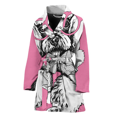 Poodle With Glasses Print Women's Bathrobe