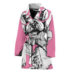 Poodle With Glasses Print Women's Bathrobe