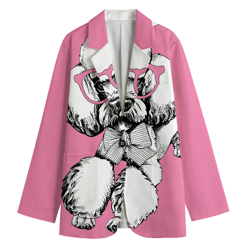 Poodle With Glasses Print Women's Blazer