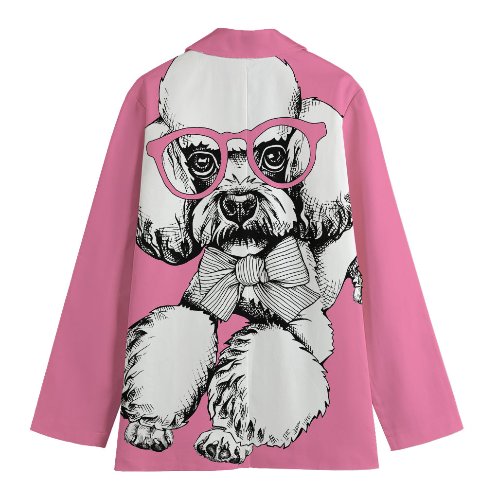 Poodle With Glasses Print Women's Blazer