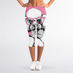 Poodle With Glasses Print Women's Capri Leggings