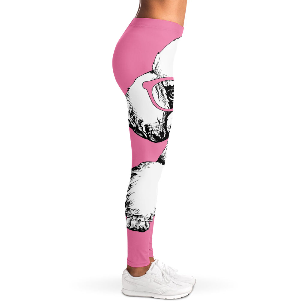 Poodle With Glasses Print Women's Leggings