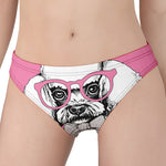 Poodle With Glasses Print Women's Panties